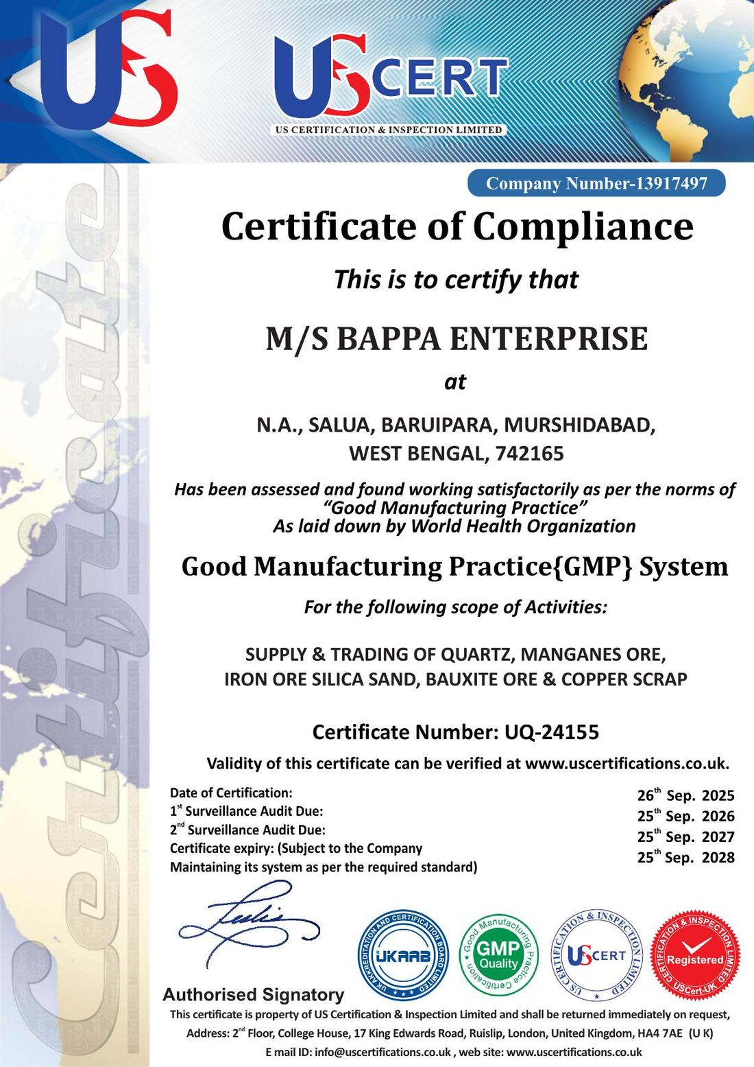 GMP certificate